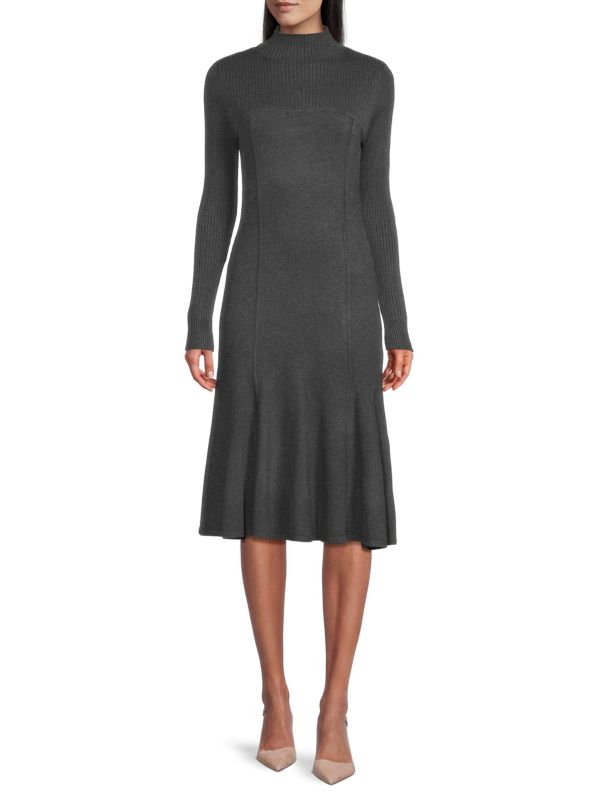 Donna Karan Cut Out Knit Cashmere Blend Midi Dress